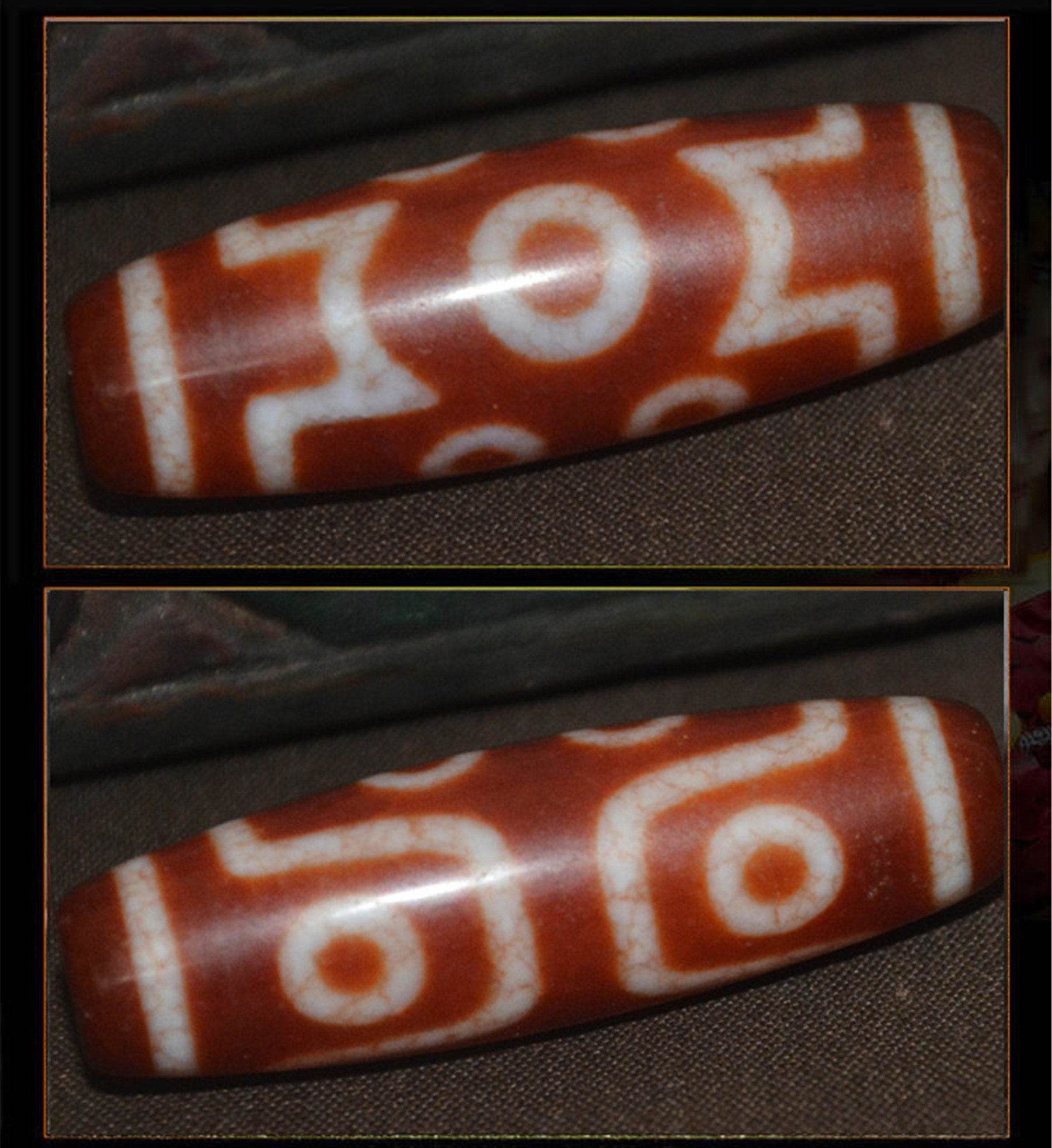 Fire Agate 7 Eyes Dzi Bead - Gandhanra-ART