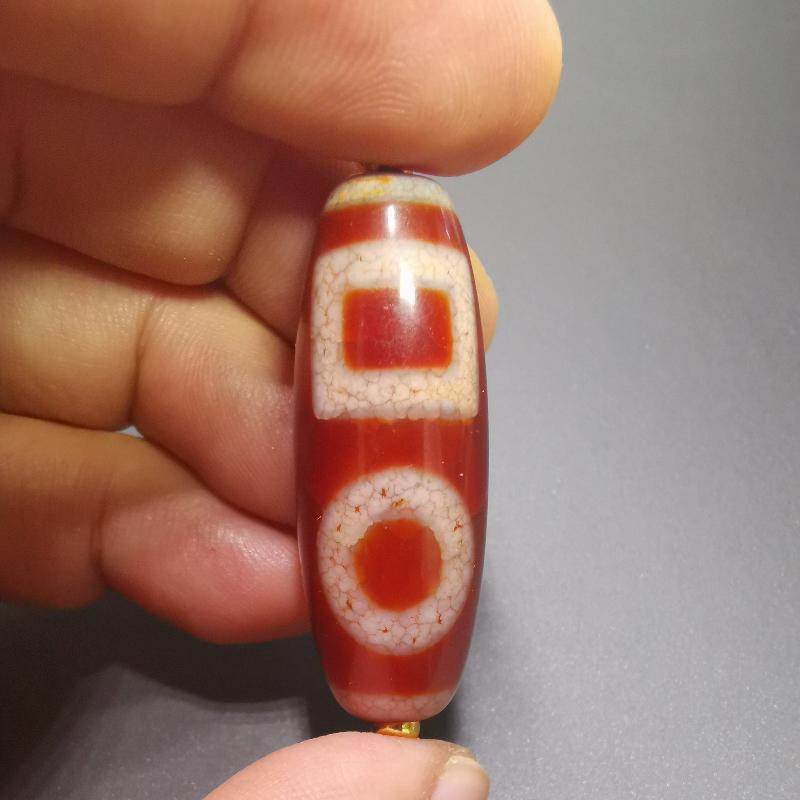 Fire Agate Sky & Earth Dzi Bead - Gandhanra-ART