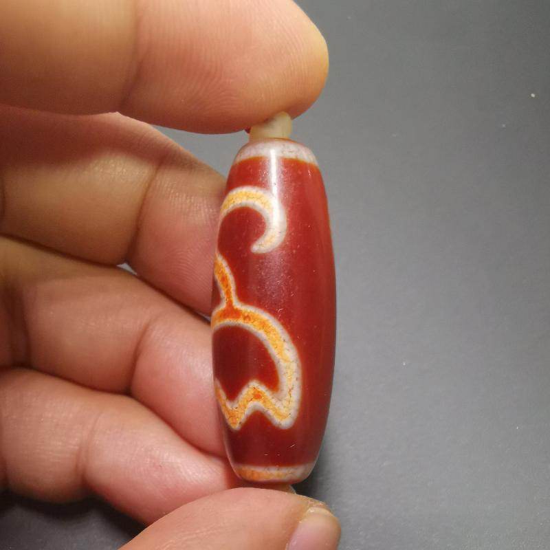 Fire Agate Lotus Dzi Bead - Gandhanra-ART
