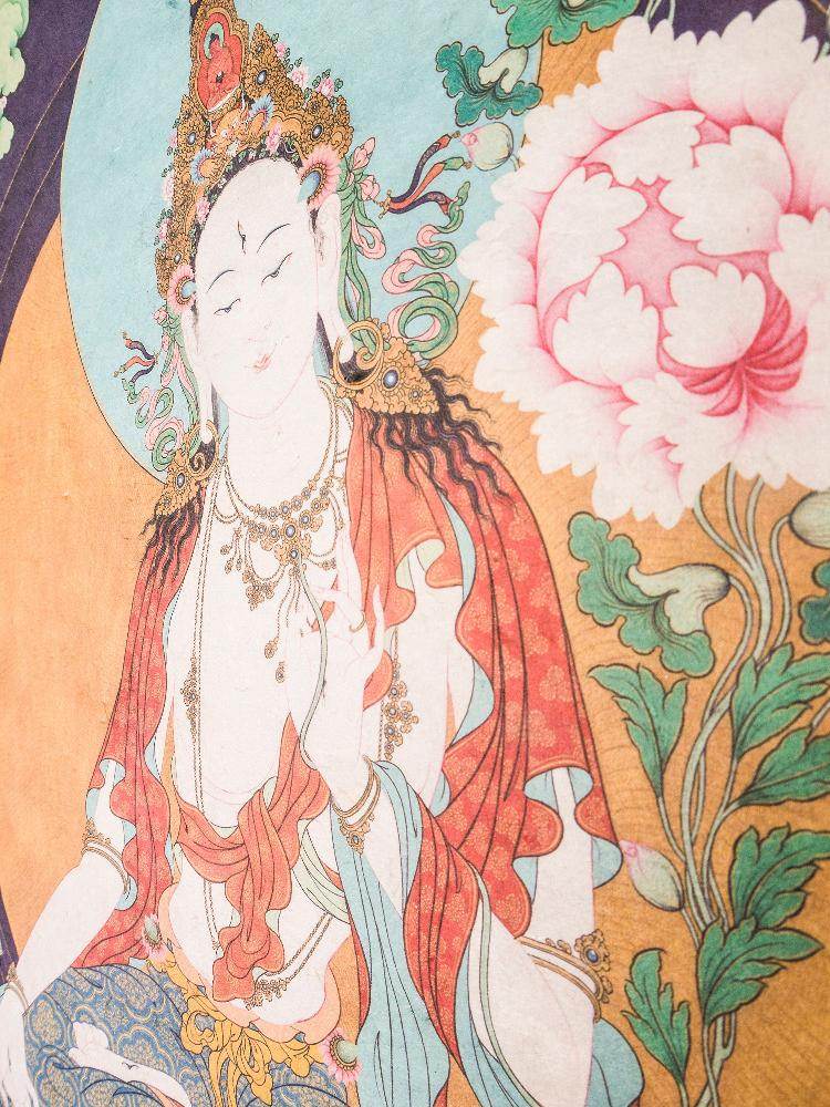 White Tara,Woodblock Thangka Art - Gandhanra-ART