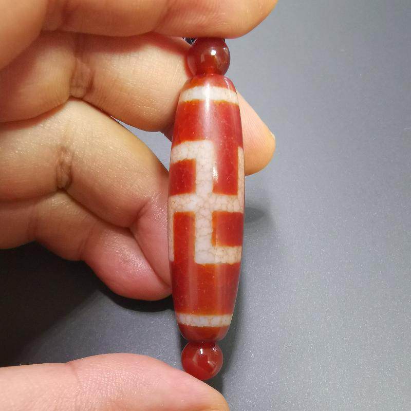 Fire Agate Swastika Symbol 卐 Dzi Beads - Gandhanra-ART