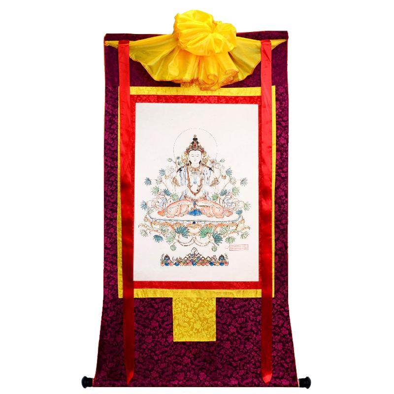 Chenrezig Woodblock Thangka Art - Gandhanra-ART