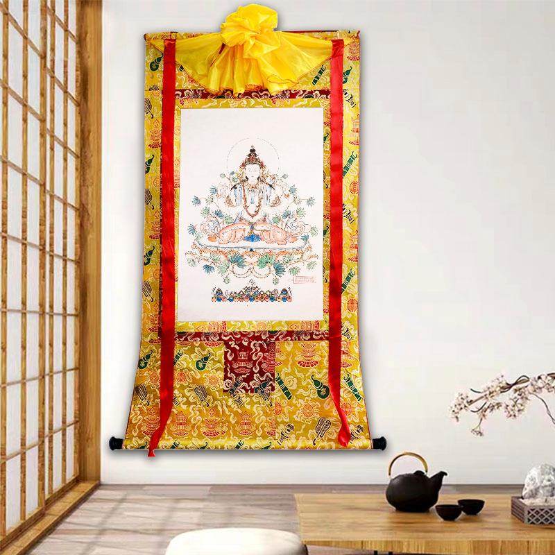 Chenrezig Woodblock Thangka Art - Gandhanra-ART