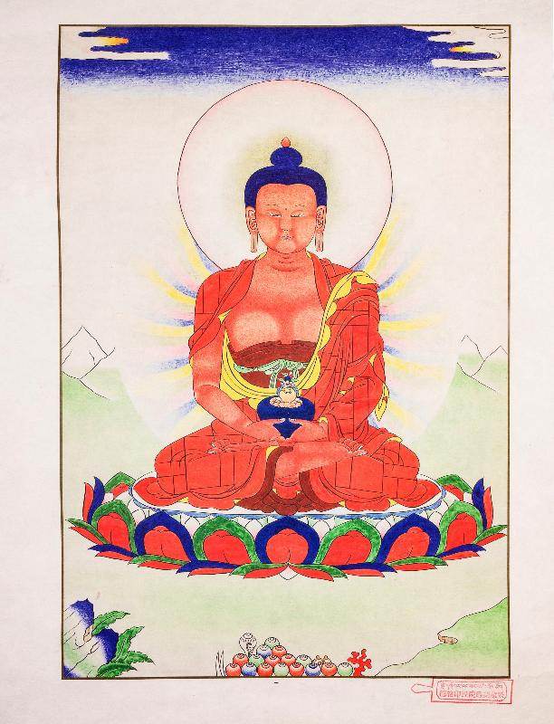 Amitayus,Buddha Of Infinite Life,Woodblock Thangka Art - Gandhanra-ART