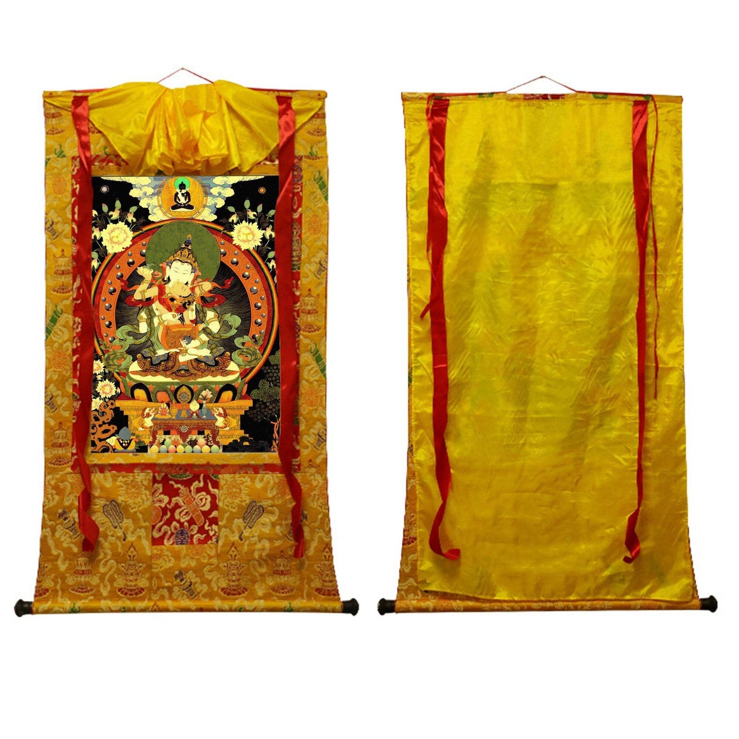 Vajrasattva in Yab Yum,Woodblock Thangka Art - Gandhanra-ART