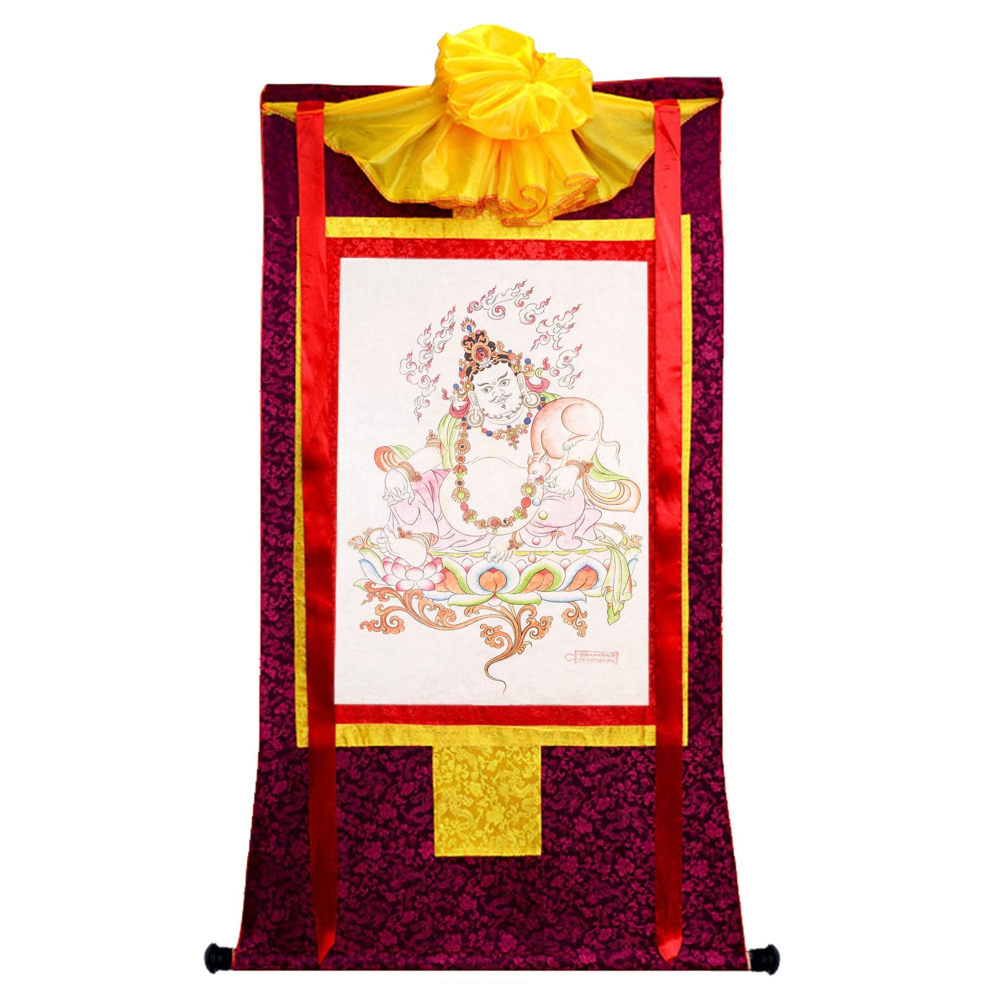 Dzambhala,Yelllow Jambhala,Woodblock Thangka Art - Gandhanra-ART