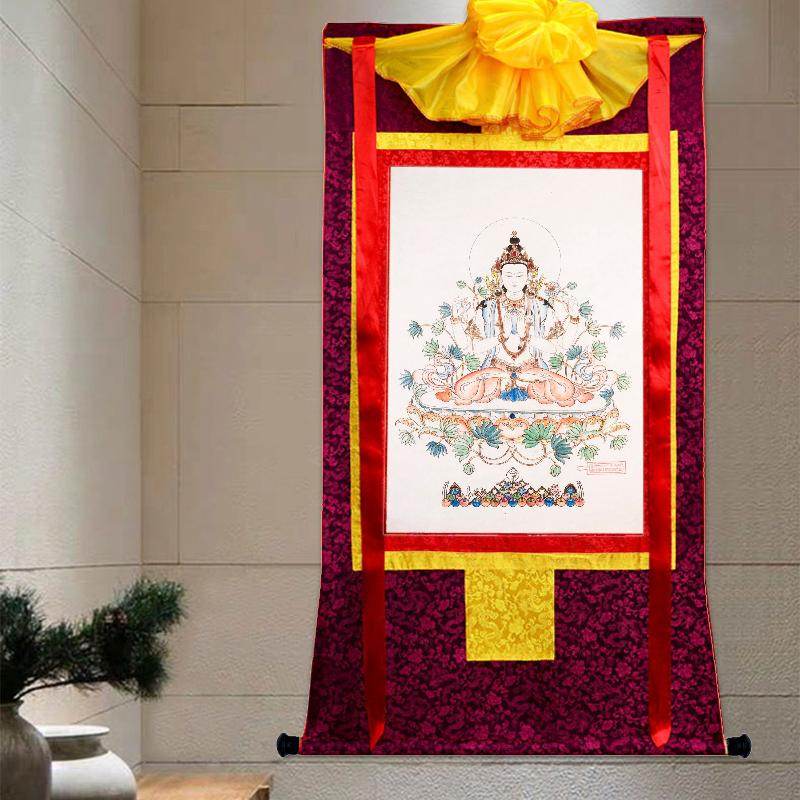 Chenrezig Woodblock Thangka Art - Gandhanra-ART