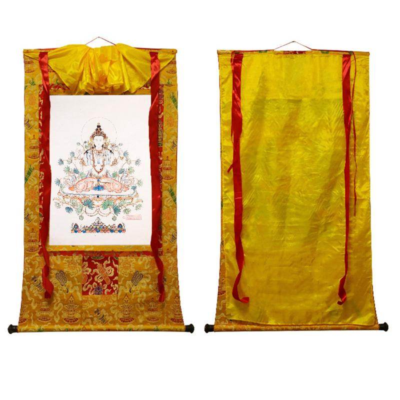 Chenrezig Woodblock Thangka Art - Gandhanra-ART