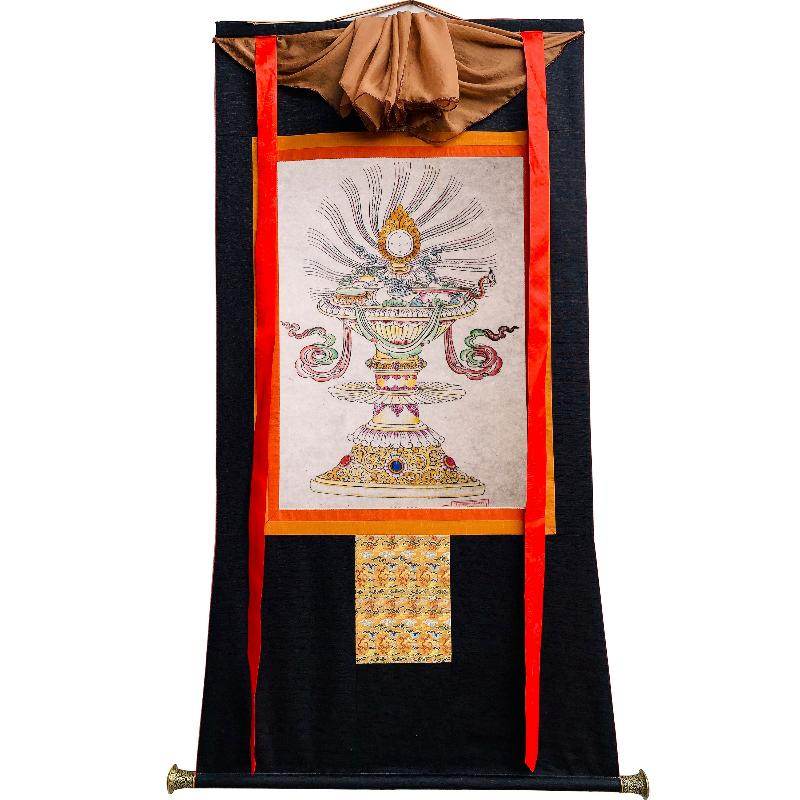 Treasure Vase Woodblock Thangka Art - Gandhanra-ART