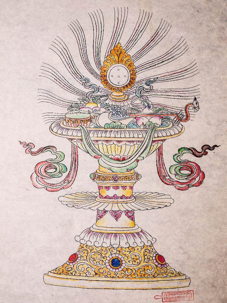 Treasure Vase Woodblock Thangka Art - Gandhanra-ART