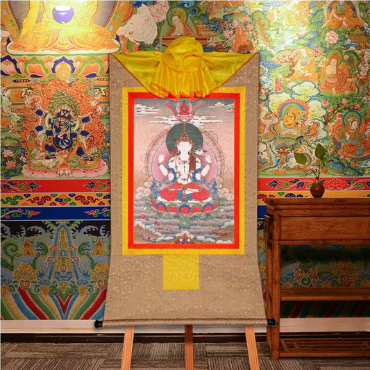 Chenrezig,Woodblock Thangka Art - Gandhanra-ART