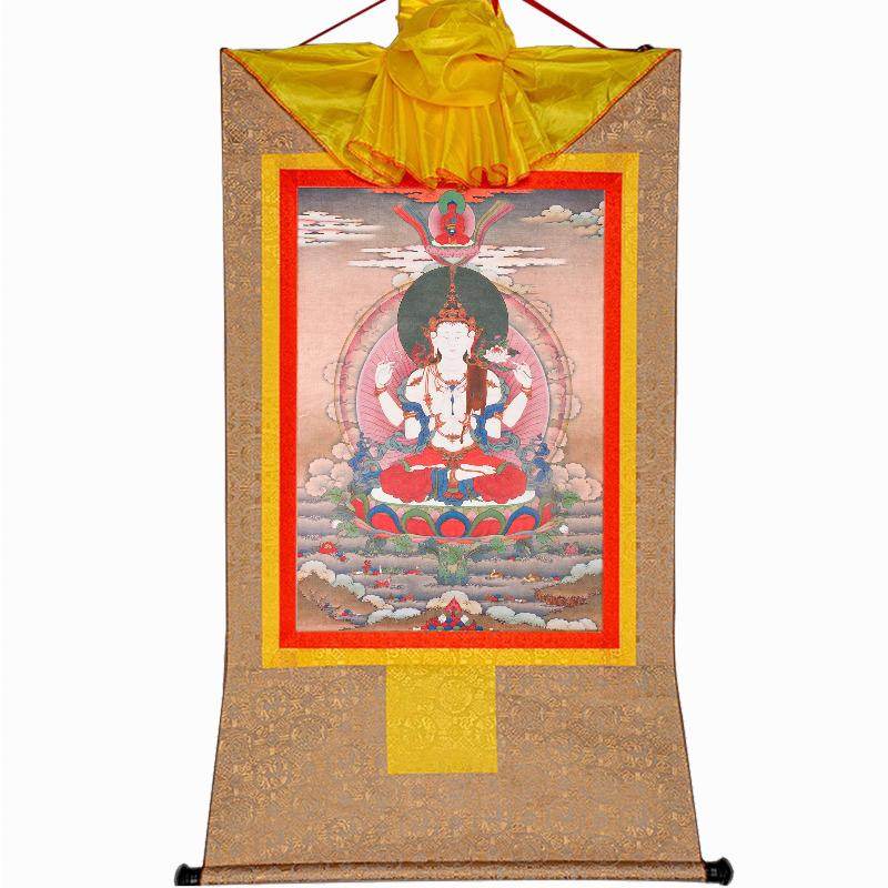 Chenrezig,Woodblock Thangka Art - Gandhanra-ART