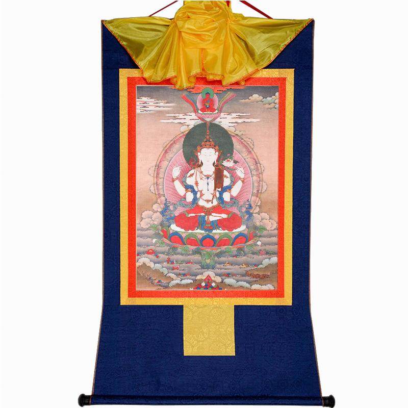 Chenrezig,Woodblock Thangka Art - Gandhanra-ART