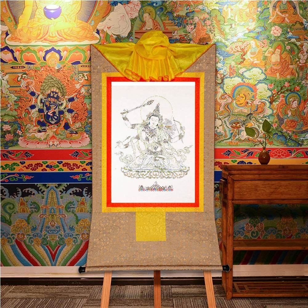Manjusri ,Woodblock Thangka Art - Gandhanra-ART