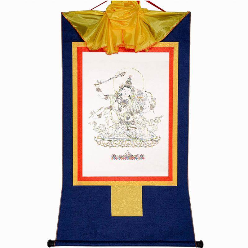 Manjusri ,Woodblock Thangka Art - Gandhanra-ART