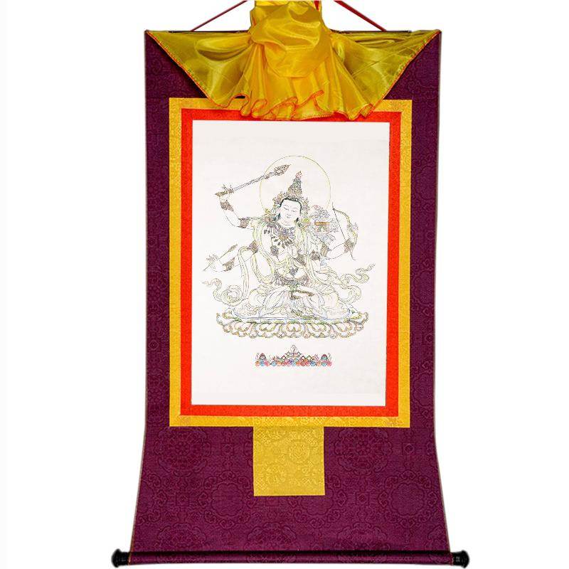 Manjusri ,Woodblock Thangka Art - Gandhanra-ART