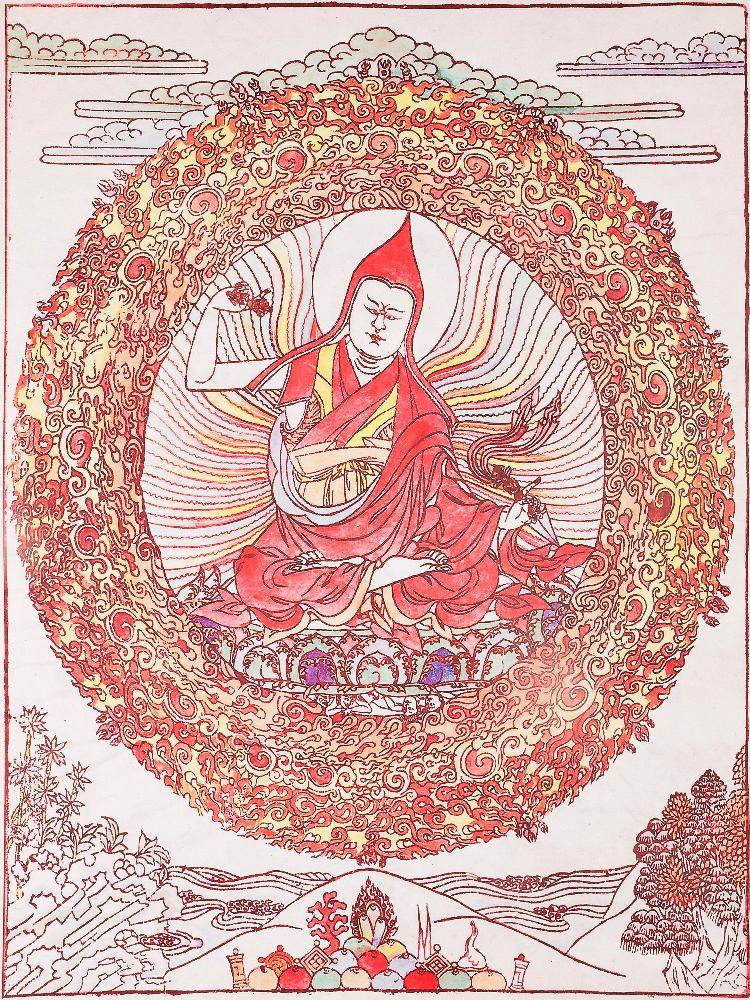 Je Tsongkhapa,Woodblock Thangka Art - Gandhanra-ART