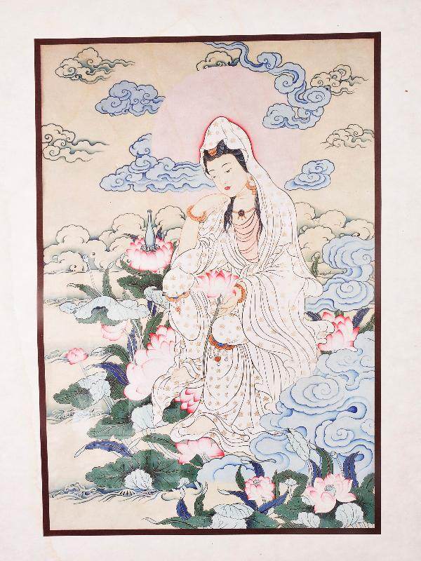 Avalokitesvara,Padmapani,Woodblock Thangka Art - Gandhanra-ART