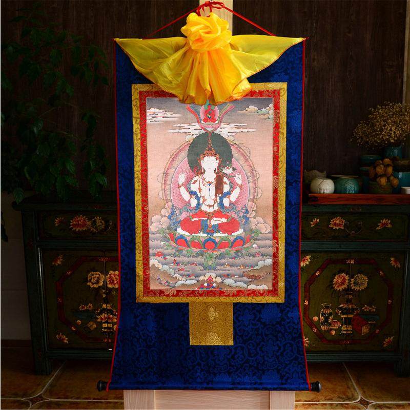 Chenrezig,Woodblock Thangka Art - Gandhanra-ART