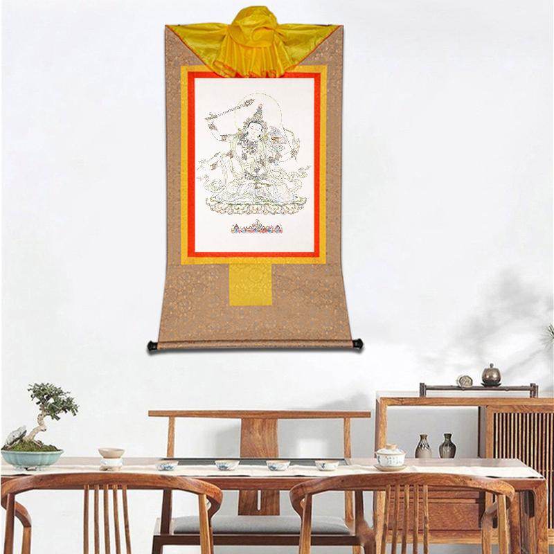 Manjusri ,Woodblock Thangka Art - Gandhanra-ART