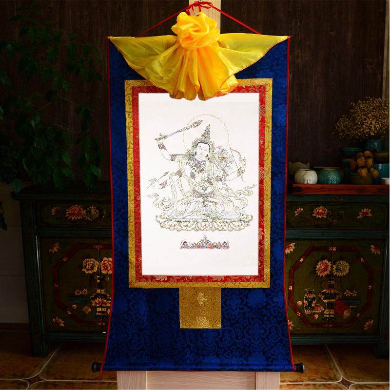 Manjusri ,Woodblock Thangka Art - Gandhanra-ART