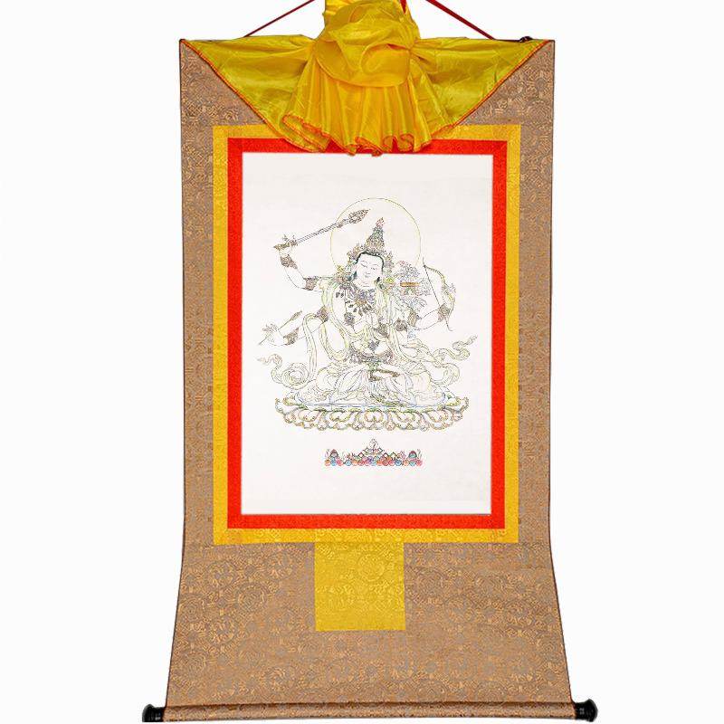 Manjusri ,Woodblock Thangka Art - Gandhanra-ART