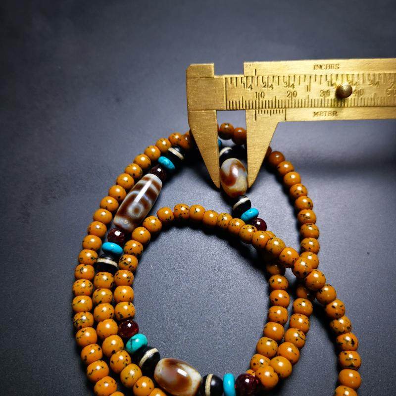 SOLD - Handmade Old Mala,Prayer Beads Necklace,Assorted Bodhi,Dzi,Turquoise,Agate, for Meditation and Prayer,80 Years Old - Gandhanra-ART