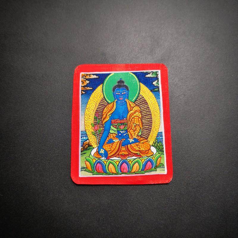 Gandhanra Handpainted Locket Thangka Amulet,Bhaisajyaguru,Medicine Buddha,Packed in Gau Shrine Box - Gandhanra-ART