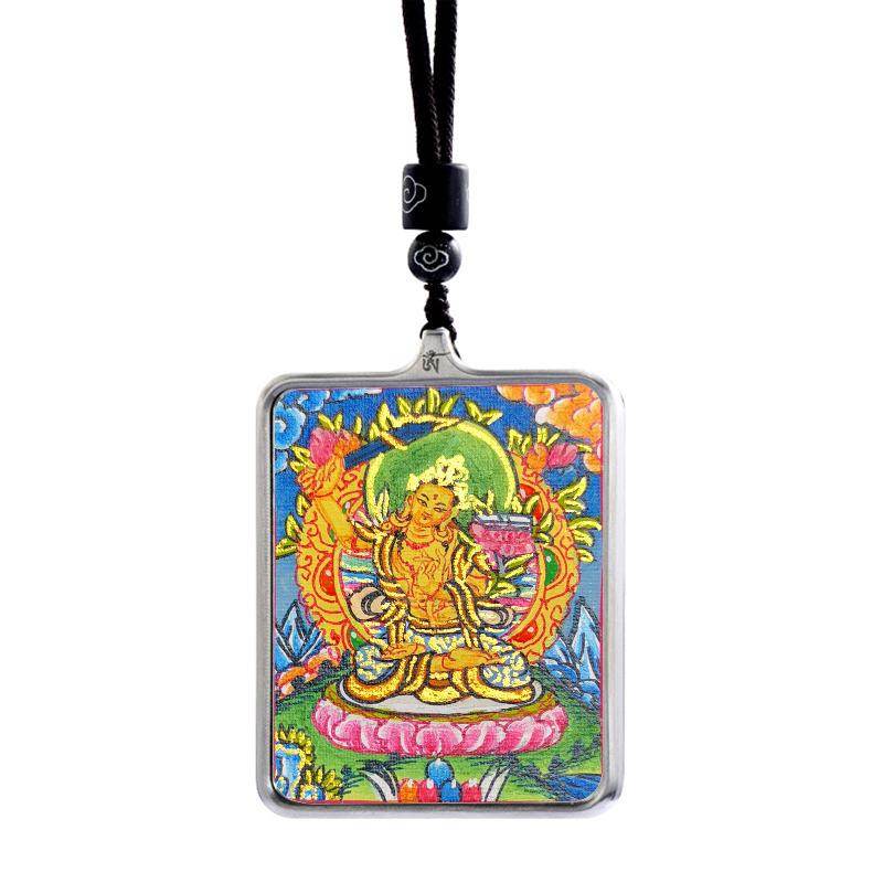 Gandhanra Handpainted Locket Thangka Amulet,Manjusri,Wisdom Buddha,Packed in Gau Shrine Box - Gandhanra-ART