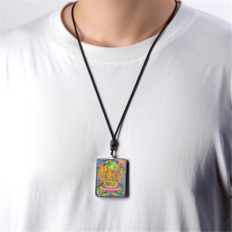 Gandhanra Handpainted Locket Thangka Amulet,Manjusri,Wisdom Buddha,Packed in Gau Shrine Box - Gandhanra-ART