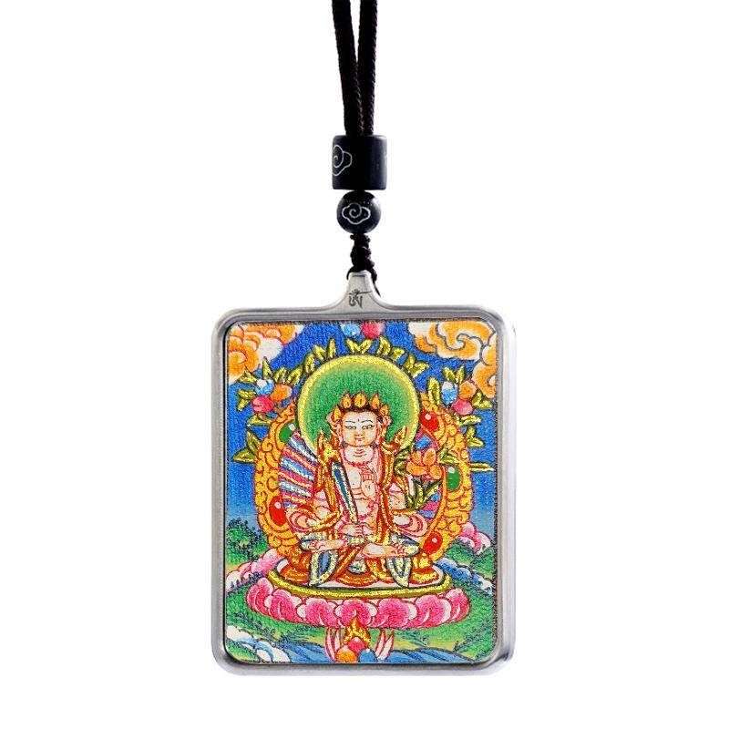Gandhanra Handpainted Locket Thangka Amulet,Manjusri,Wisdom Buddha,Packed in Gau Shrine Box - Gandhanra-ART