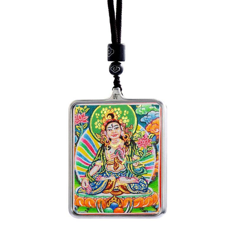 Gandhanra Handpainted Locket Thangka Amulet,White Tara,Arya Tara,Buddha of Wealth,Packed in Gau Shrine Box - Gandhanra-ART