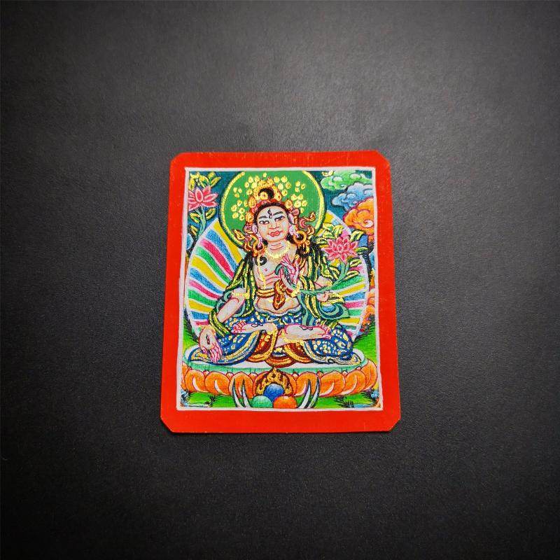 Gandhanra Handpainted Locket Thangka Amulet,White Tara,Arya Tara,Buddha of Wealth,Packed in Gau Shrine Box - Gandhanra-ART