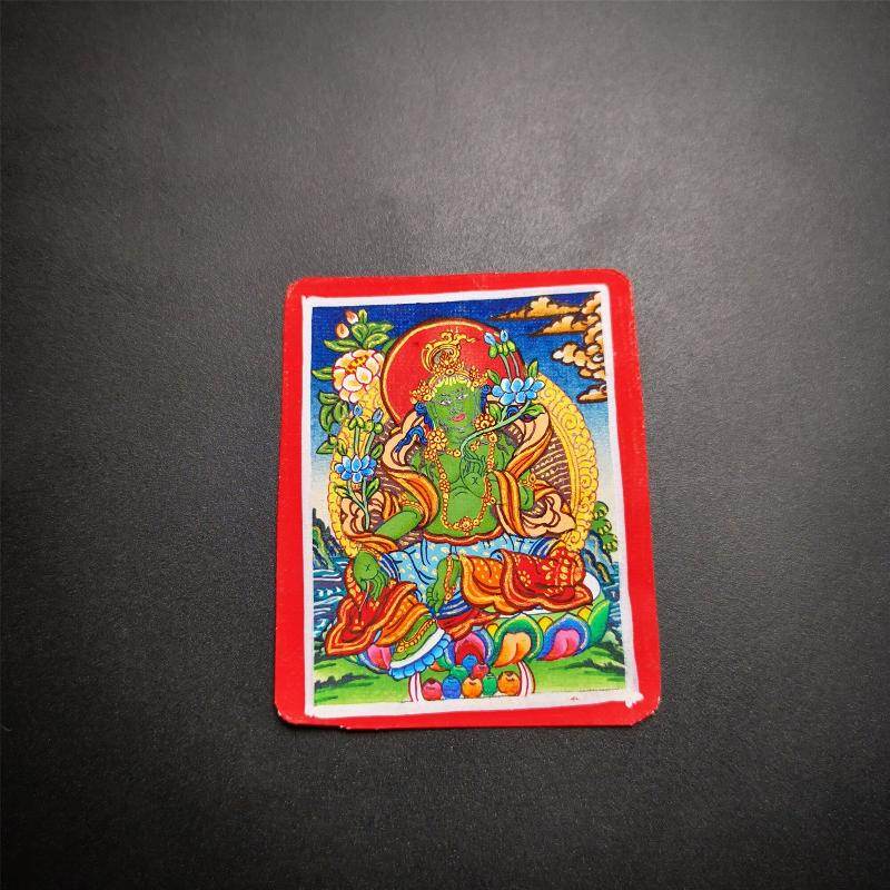 Gandhanra Handpainted Locket Thangka Amulet,Green Tara,Jetsun Dolma,Buddha of Wealth,Packed in Gau Shrine Box - Gandhanra-ART