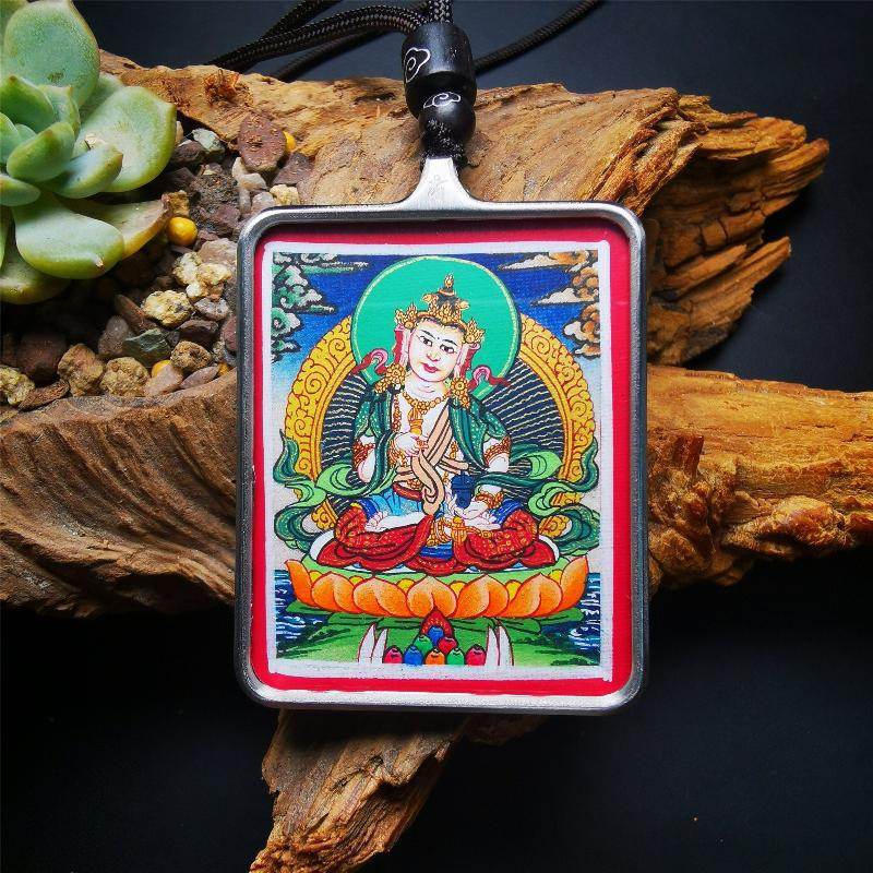 Gandhanra Handpainted Locket Thangka Amulet,Vajrasatva,Dorje Sempa,Packed in Gau Shrine Box - Gandhanra-ART
