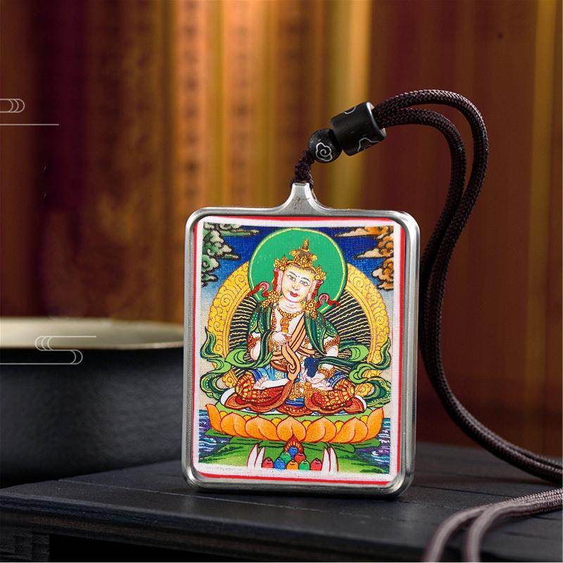 Gandhanra Handpainted Locket Thangka Amulet,Vajrasatva,Dorje Sempa,Packed in Gau Shrine Box - Gandhanra-ART