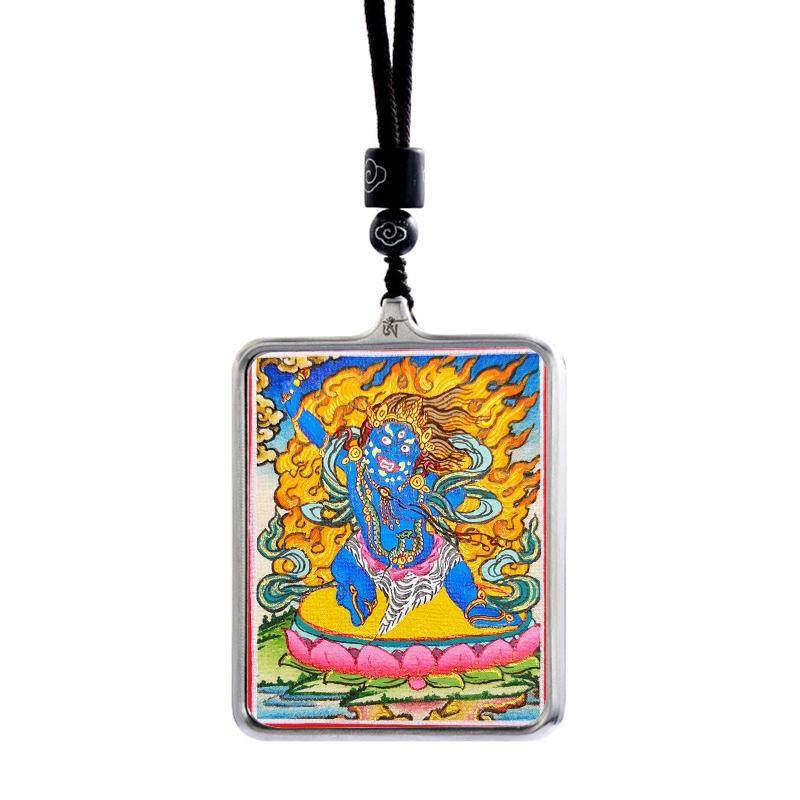 Gandhanra Handpainted Locket Thangka Amulet,Vajrapani,Protector and Guide of Gautama Buddha,Packed in Gau Shrine Box - Gandhanra-ART