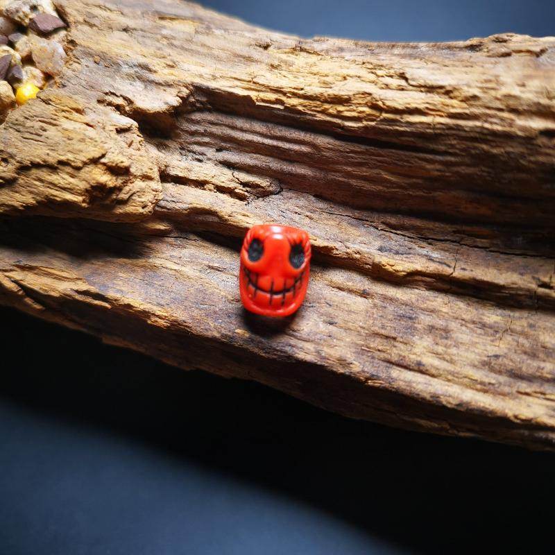 Gandhanra Tibetan Glaze Azure Stone Skull Sītavana Pendant, Hand-Carved Pendant for Mala,Prayer Beads Accessories - Gandhanra-ART
