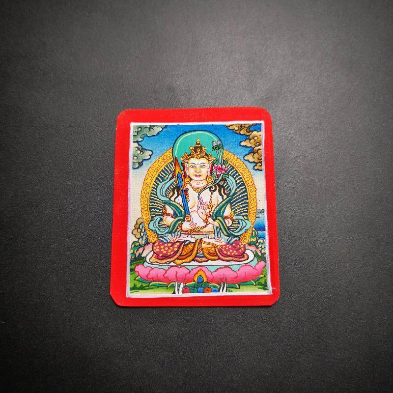 Gandhanra Handpainted Locket Thangka Amulet,Manjusri,Wisdom Buddha,Packed in Gau Shrine Box - Gandhanra-ART