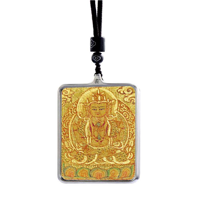 Gandhanra Handpainted Locket Thangka Amulet,Chenrezig,Avalokitesvara,Padmapani,Packed in Gau Shrine Box - Gandhanra-ART