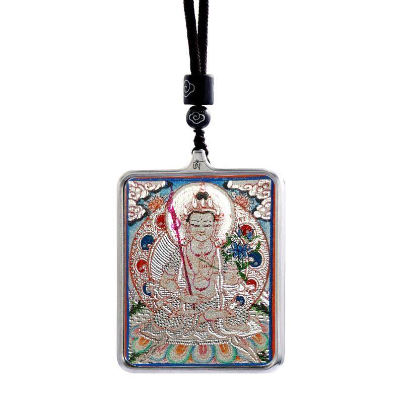 Gandhanra Handpainted Locket Thangka Amulet,Manjusri,Wisdom Buddha,Packed in Gau Shrine Box - Gandhanra-ART