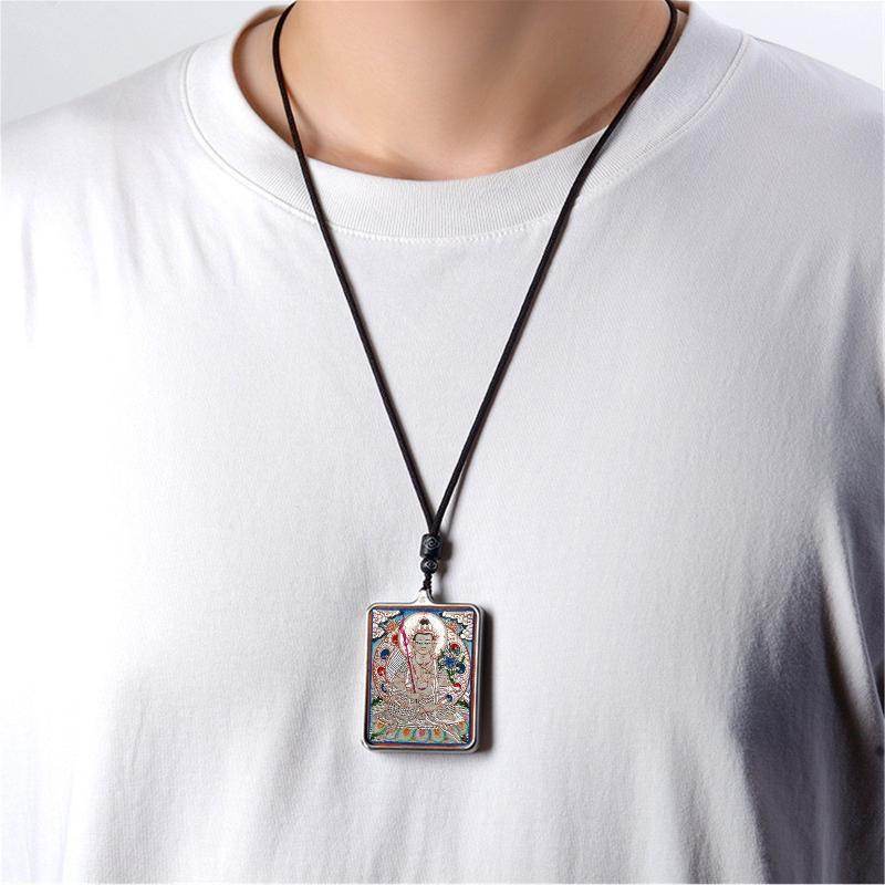 Gandhanra Handpainted Locket Thangka Amulet,Manjusri,Wisdom Buddha,Packed in Gau Shrine Box - Gandhanra-ART