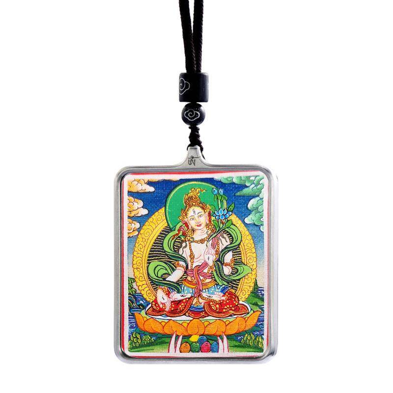 Gandhanra Handpainted Locket Thangka Amulet,White Tara,Arya Tara,Buddha of Wealth,Packed in Gau Shrine Box - Gandhanra-ART