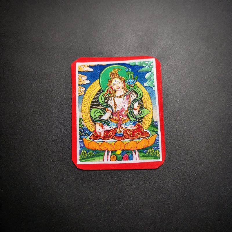 Gandhanra Handpainted Locket Thangka Amulet,White Tara,Arya Tara,Buddha of Wealth,Packed in Gau Shrine Box - Gandhanra-ART