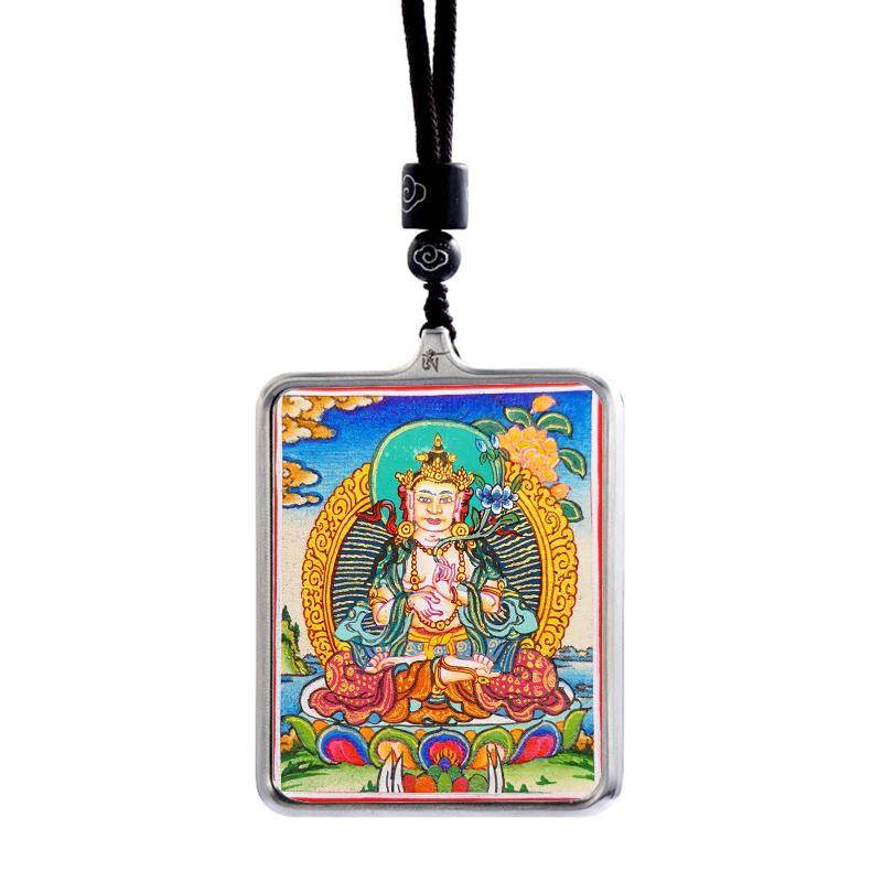 Gandhanra Handpainted Locket Thangka Amulet,White Tara,Arya Tara,Buddha of Wealth,Packed in Gau Shrine Box - Gandhanra-ART