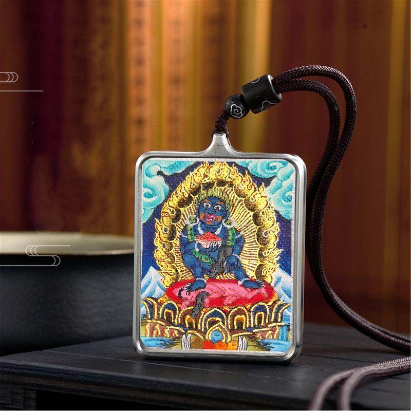 Handpainted Locket Thangka Mahakala - Gandhanra-ART
