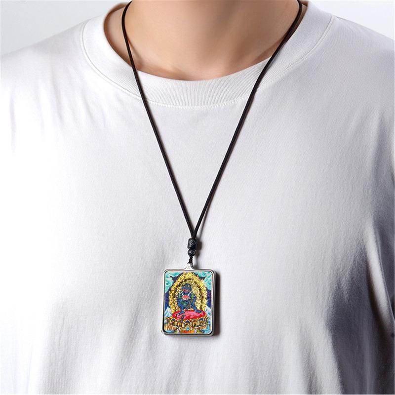Handpainted Locket Thangka Mahakala - Gandhanra-ART