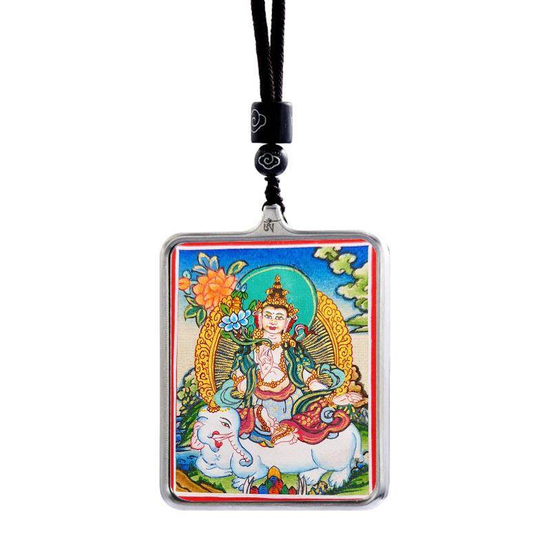 Gandhanra Handpainted Locket Thangka Amulet,Samantabhadra,Vajramrtra,Packed in Gau Shrine Box - Gandhanra-ART