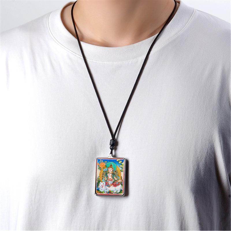 Gandhanra Handpainted Locket Thangka Amulet,Samantabhadra,Vajramrtra,Packed in Gau Shrine Box - Gandhanra-ART