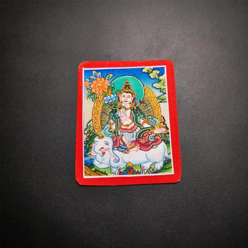 Gandhanra Handpainted Locket Thangka Amulet,Samantabhadra,Vajramrtra,Packed in Gau Shrine Box - Gandhanra-ART